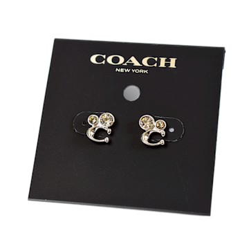 COACH 晶鑽C字耳環-銀色