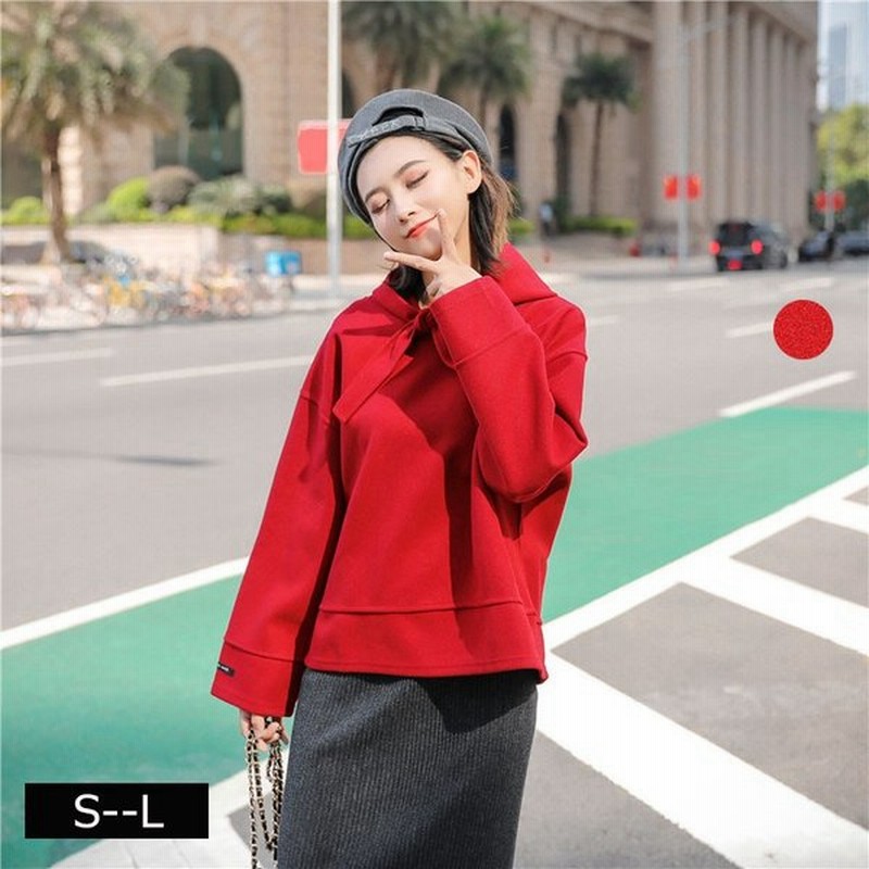 パーカー レディース トップス フード付き レッド 蝶ネクタイ 長袖 韓国風 カジュアル オシャレ 春 秋 服 代 30代 ゆったり 着痩せ 通販 Lineポイント最大0 5 Get Lineショッピング