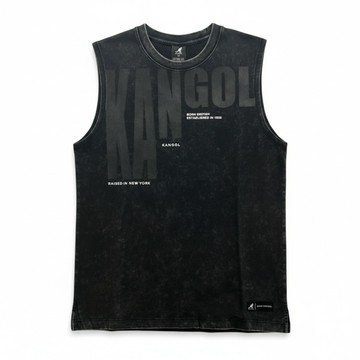 KANGOL 背心 黑色 袋鼠 洗水 棉質背心 中性 6625148120