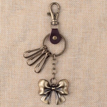 復古蝴蝶結兩用鑰匙扣包包掛件合金吊墜送女同學禮物