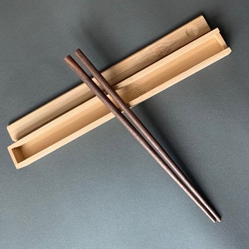 日式黑胡桃木筷子便攜家用學生防塵旅行帶蓋隨身餐具筷子筷盒套裝