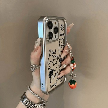 相框線條貓狗適用蘋果16手機殼iphone15promax全包14透明13防摔