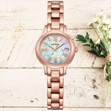 CITIZEN星辰 Wicca 公主系列 台灣限定 茉莉花 太陽能時尚腕錶 24mm / KH4-963-21