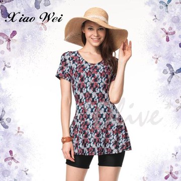 沙兒斯品牌 時尚短袖四角連身泳裝 NO.B98746