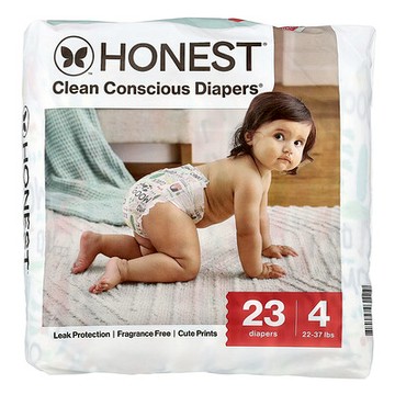 The Honest Company, 清潔意識尿片™，尺寸 4，22-37 磅，Barnyard Babies，23 片