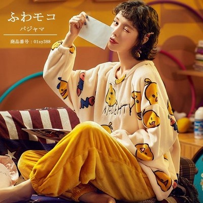 ルームウェア 部屋着 レディース 冬 パジャマ プルオーバー 上下セット トップス パンツ ロングパンツ ボトムス 柄 ふわふわ モコモコ あったか 暖かい 通販 Lineポイント最大get Lineショッピング