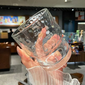 ins風複古錘紋咖啡杯家用水杯早餐牛奶杯拿鐵杯可愛嘟嘟玻璃杯子 RK7M
