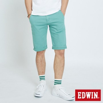 EDWIN 男裝 基本鈄袋休閒短褲-灰綠色