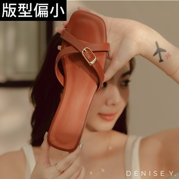 🔥APP結帳 均一價$1111🔥ANNSTAR DENISE聯名-日常氣質交叉細帶方頭平底拖鞋-棕(版型偏小)
