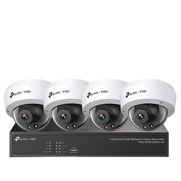 TP-Link 昌運監視器 組合 VIGI NVR1004H-4P 4路 PoE+ 網路主機+VIGI C220I VIGI 2MP 紅外線球型網路攝影機*4