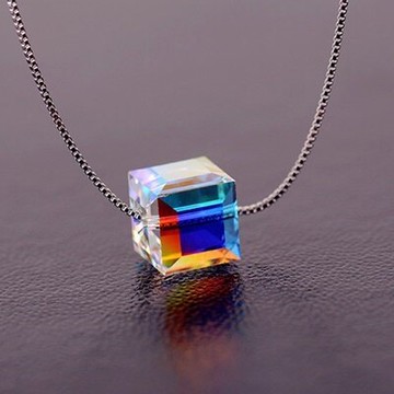 925純銀項鍊 水晶吊墜-極光炫彩精美有型母親節情人節生日禮物女飾品73gj103【獨家進口】【米蘭精品】