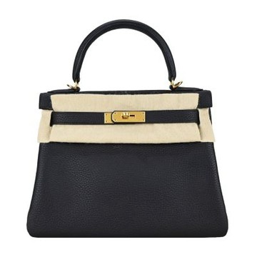 Hermes 愛馬仕 Kelly 28CM T刻 T/C 手提/肩背凱莉包(3W 鉛筆黑/金釦)