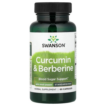 Swanson Vitamins, 姜黃素和小檗鹼，含黑胡椒，60 粒膠囊