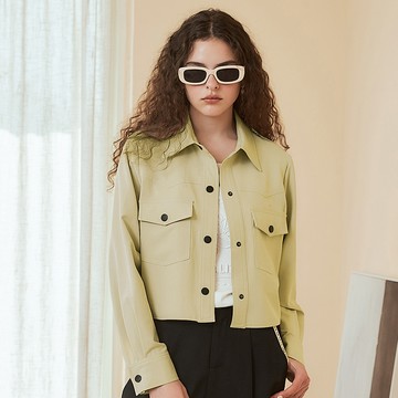 OUWEY歐薇 風衣式短版排釦外套(卡其色；S-L)3241234004