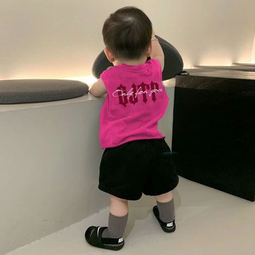 【台灣出貨】夏季男童夏季純棉背心套裝2026新款寶寶帥氣兒童洋氣色黑短褲兩件套