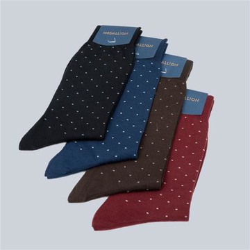 MEDALLION美勛男士Pima棉商務西裝中筒棉襪棉質皮鞋正裝襪子五雙