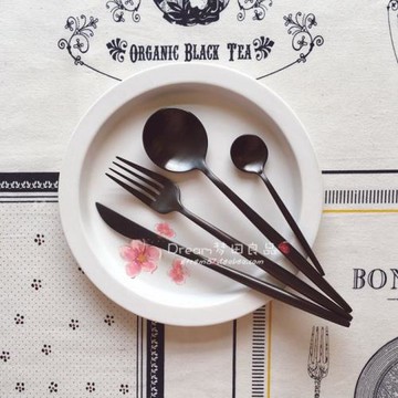 【夢田良品】啞光拉絲全黑不銹鋼刀叉勺 西餐餐具 Annie系列