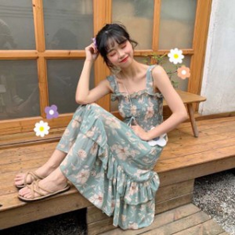 即納 ワンピース レディース 花柄 ワンピ マキシ丈 リゾート インスタ映え フレアスカート ロングワンピース 海 旅行 森系 ノースリッ 通販 Lineポイント最大1 0 Get Lineショッピング