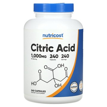 Nutricost, 檸檬酸，1000 毫克，240 粒膠囊