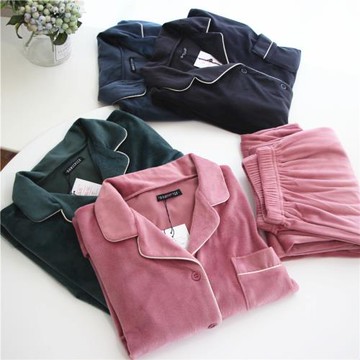 日DAN 炒雞柔軟高彈天鵝絨 秋季新品女士長袖褲家居服睡衣套裝
