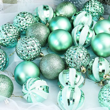 圣誕節裝飾彩球圣誕樹掛件裝飾品場景布置綠色亮光球掛飾店鋪吊飾