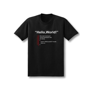 夏季技術宅程序員Hello World代碼技術開發編程極客碼農短袖男t恤