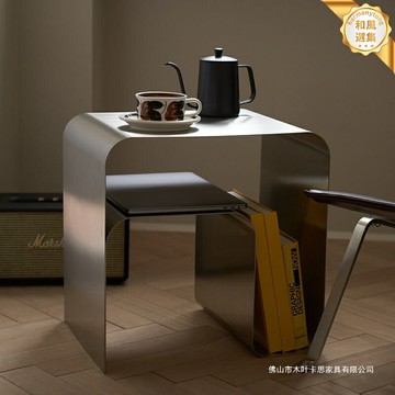 【侘寂風輕奢】邊幾 床頭櫃 角幾 小茶几 不鏽鋼茶几 臥室傢俱 北歐簡約設計 雙層置物 穩固耐用 現代家居搭配