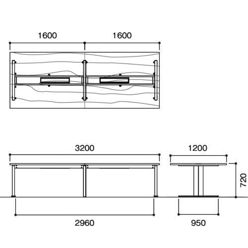 法人送料無料 ミーティングテーブル 幅3200×奥行1200×高さ720mm 抗菌天