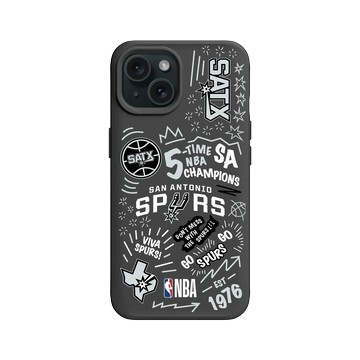 iPhone 15 SolidX 黑 - NBA - 塗鴉系列-聖安東尼奧馬刺 San Antonio Spurs - Graffiti