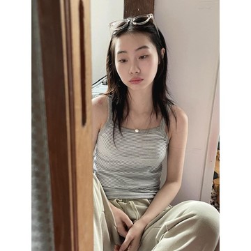 Codibook｜韓國 kim9hope 滾邊配色條紋無袖背心［預購］無袖 細肩帶背心 女裝