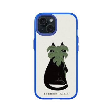 iPhone 15 Clear 激光藍 - ilovedoodle (Lim Heng Swee) - Cat and Plant - 龜背芋
