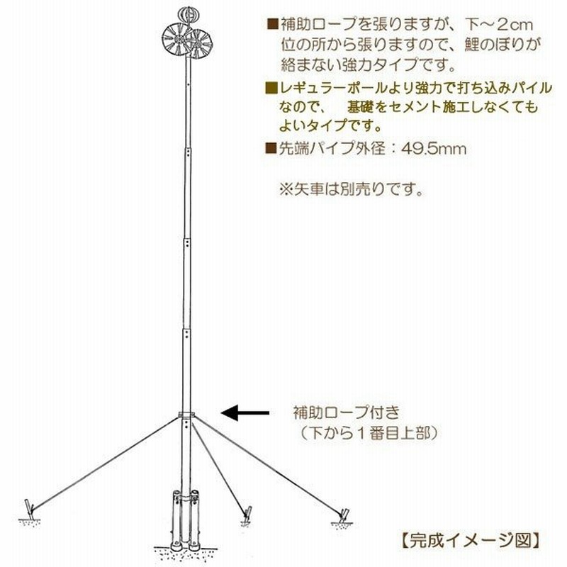 鯉のぼり ポール アルミポール パワーポール 打込み式 回転器上下付き 山ちゃんボルト付き P10号 5ｍ鯉のぼり用 通販 Lineポイント最大0 5 Get Lineショッピング