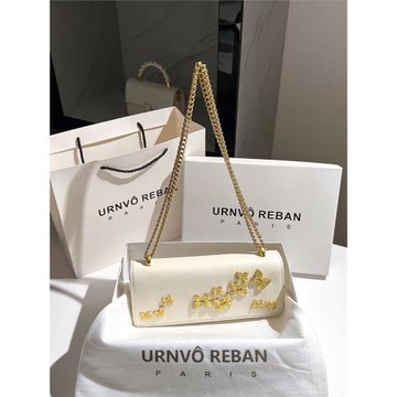 URNVO REBAN 真皮2024新款蝴蝶法棍包鏈條腋下包女休閑單肩斜挎包