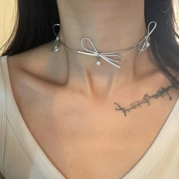 【台灣公司 可打統編】免運 韓系精致珍珠吊墜項鏈蝴蝶結甜酷風女孩辣妹項鏈女輕奢小眾感頸鏈 可開發票 全館五折 工廠現貨直銷 新品特價 z9211