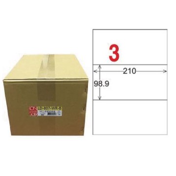 【龍德】LONGDER 三用電腦標籤 A4 3格 98.9*210mm 可再貼 1000張/箱 LD-807-WR-B(適用雷射、噴墨、影印)