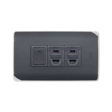 【朝日電工】 DS-1K2SH 縷光灰色系組合式單開關雙插座組