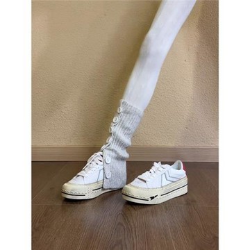 休閑風厚底星星板鞋小白鞋女春夏新款德訓鞋松弛感復古做舊小臟鞋