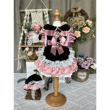 原創高定重工黑色絲絨寵物狗狗衣服秋冬保暖洛麗塔宮廷風貓咪禮服