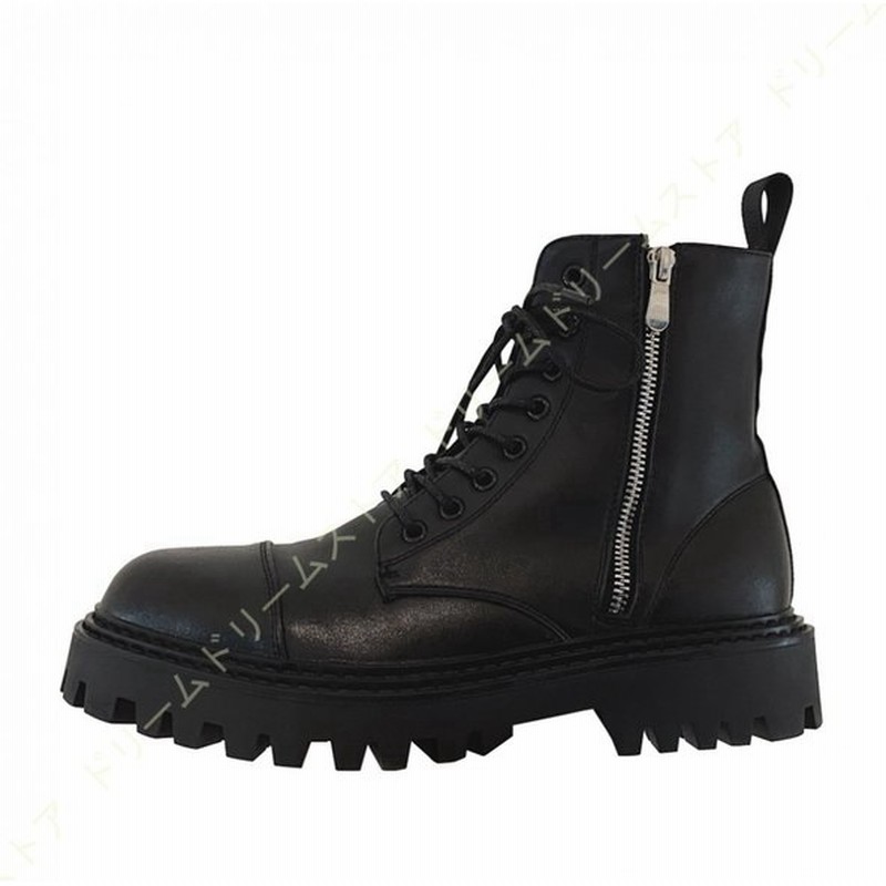 ショートブーツ メンズ ワークブーツ サイドジップ レースアップ ブーツ 厚底ブーツ 革靴 ミリタリーブーツ エンジニアブーツ 軽量 滑りにくい 防寒 通販 Lineポイント最大0 5 Get Lineショッピング