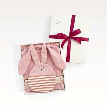 【nizio】BoBo兔仔帽兜斗篷浴巾禮組(附禮袋+緞帶)
