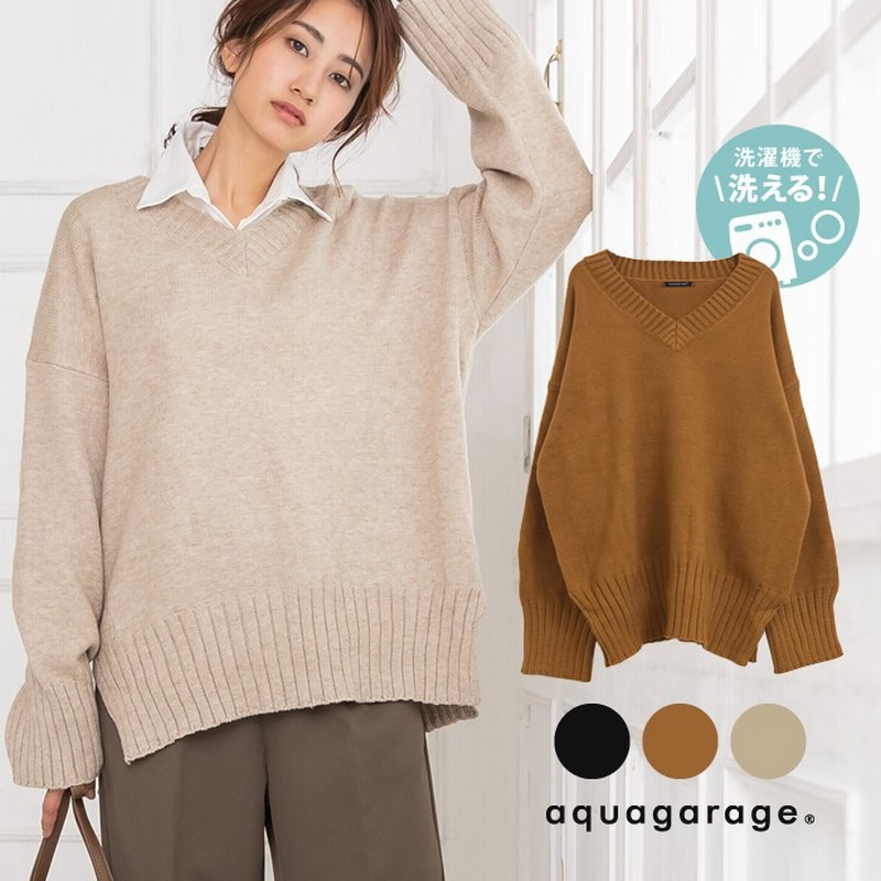 Aquagarage 柔らかvネックハイゲージニットトップス レディース 長袖 秋冬 ベーシック定番 グレー フリー レディース 通販 Lineポイント最大3 0 Get Lineショッピング