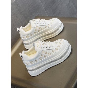 鞋子女厚底小白鞋內增高2025新款秋爆款真皮小個子運動老爹鞋女鞋