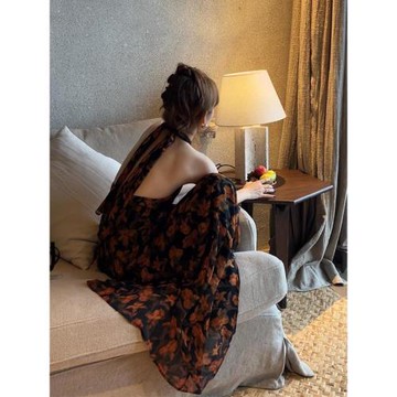 (免運)2ND STUDIOS 法式復古碎花掛脖連衣裙性感露背辣妹風2025新款裙子