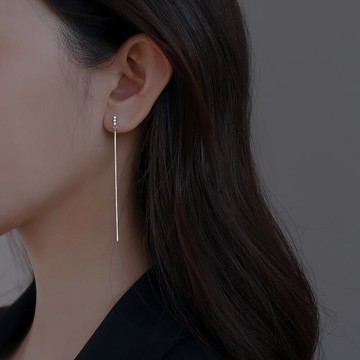 925純銀耳環女新款潮簡約長款耳線冷淡風氣質耳釘高級感耳飾