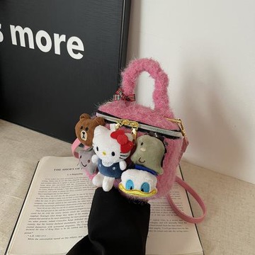 日系源創設計可愛迷你手提小方包2025新款冬季時尚粉色斜挎包女