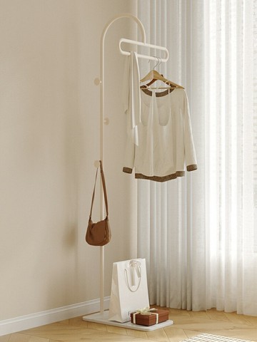 落地式掛衣架衣帽架  奶油風家用落地式掛衣架臥室衣服架子晚上放衣服神器房間衣帽架