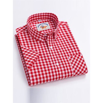 夏季新款男士短袖格子襯衫免燙韓版時尚小清新半袖薄款青年棉上衣