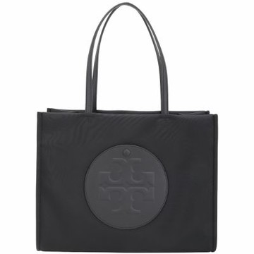 TORY BURCH Ella 小款 皮革盾牌前袋 再生尼龍托特包(黑色)