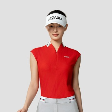 HONMA 女款時尚拉鍊立領背心 25SS 日本高爾夫專業品牌(M-L 紅色 HWLX323K705)