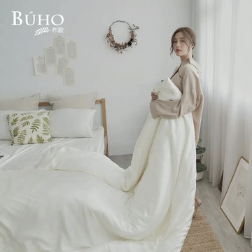 BUHO素面300織100%TENCEL純天絲™6尺加大床包+8x7尺特大被套 - 莫蘭迪紫